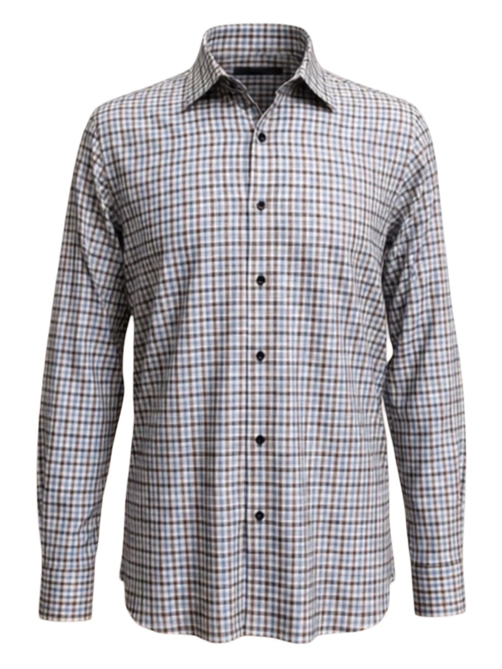 Saks Fifth Avenue Check Dress Shirt | Blue Tan | 100% Cotton | Men’s XL